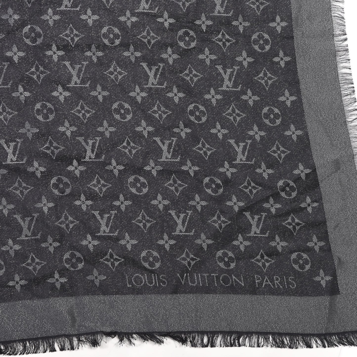 Silk Lurex Wool Monogram Shine Shawl Black