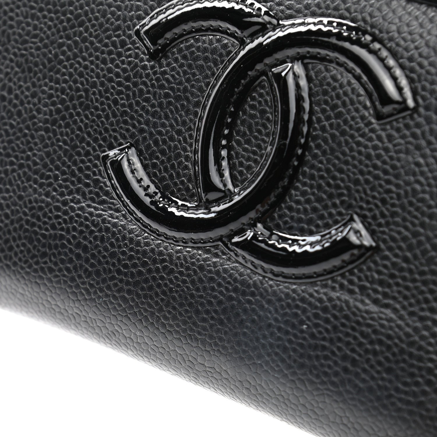 Chanel Caviar Patent Small CC Contour Zip Around Wallet Black 12 of 12