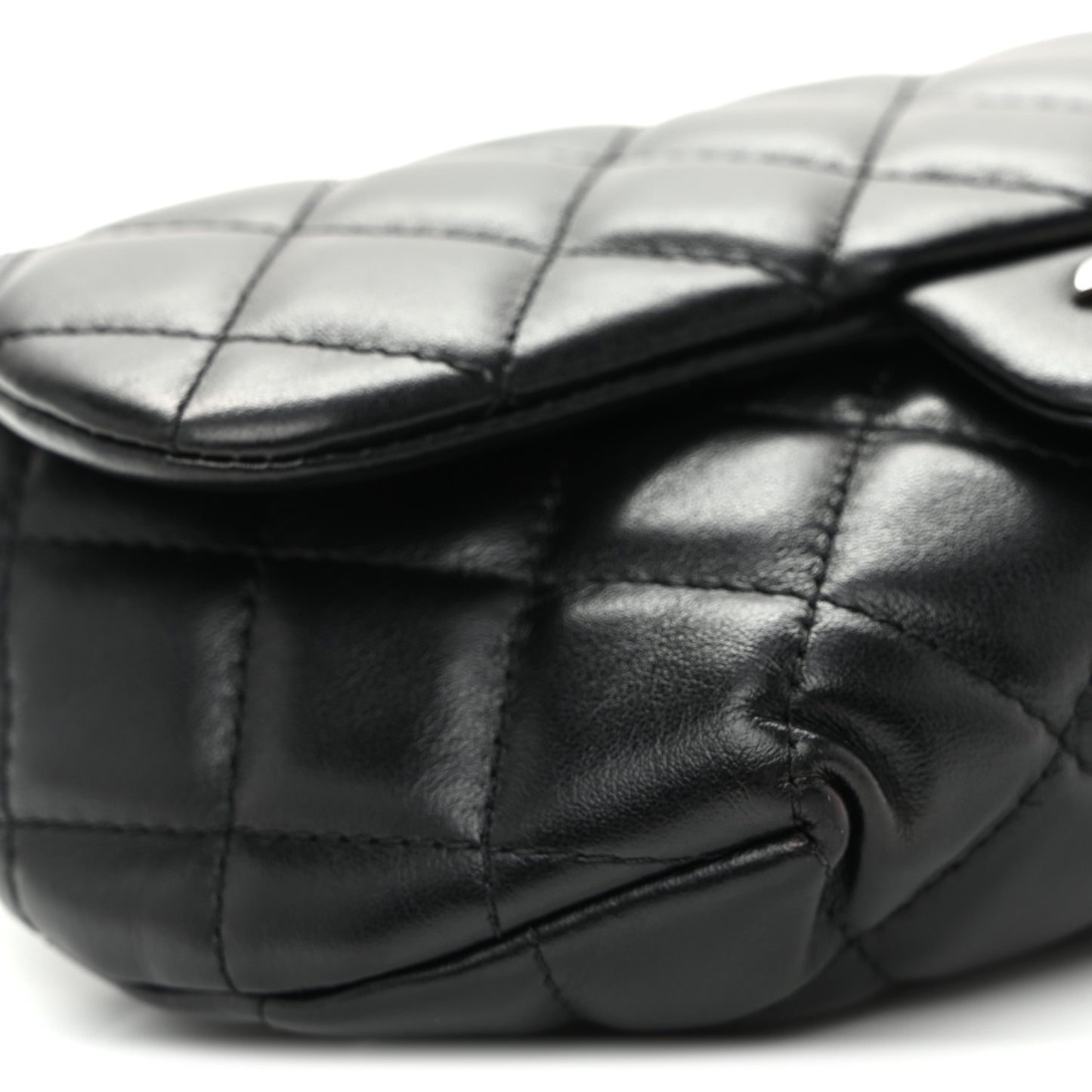 Calfskin Quilted CC Uniform Flap Belt Bag Black