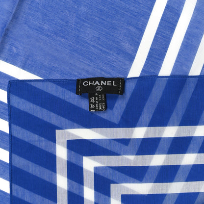 Chanel Cotton Silk CC Scarf Blue 3 of 3
