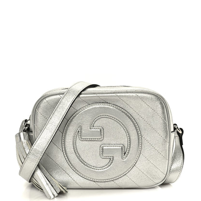 Gucci Metallic Sakai Be Green Calfskin Diagonal Stitched Small Blondie Shoulder Bag Silver 1 of 10