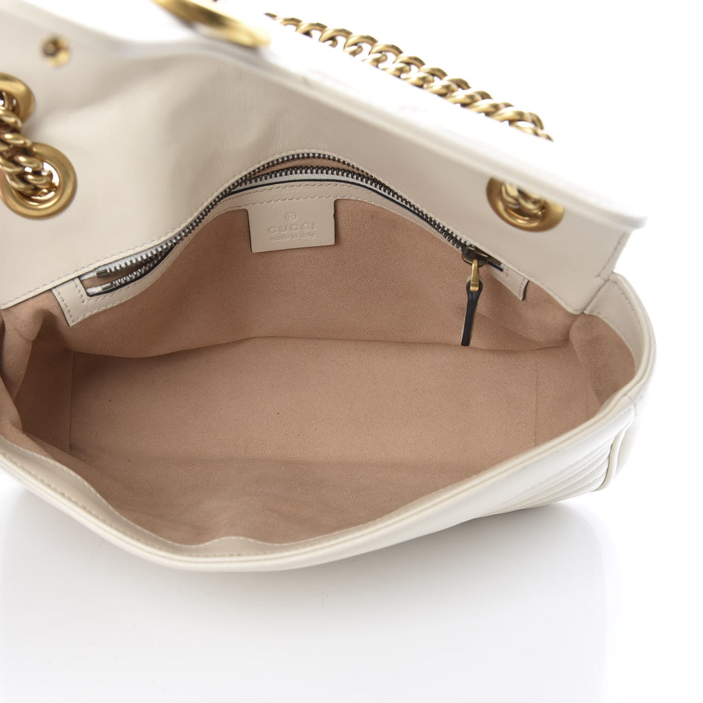 Calfskin Matelasse Small GG Marmont Shoulder Bag White