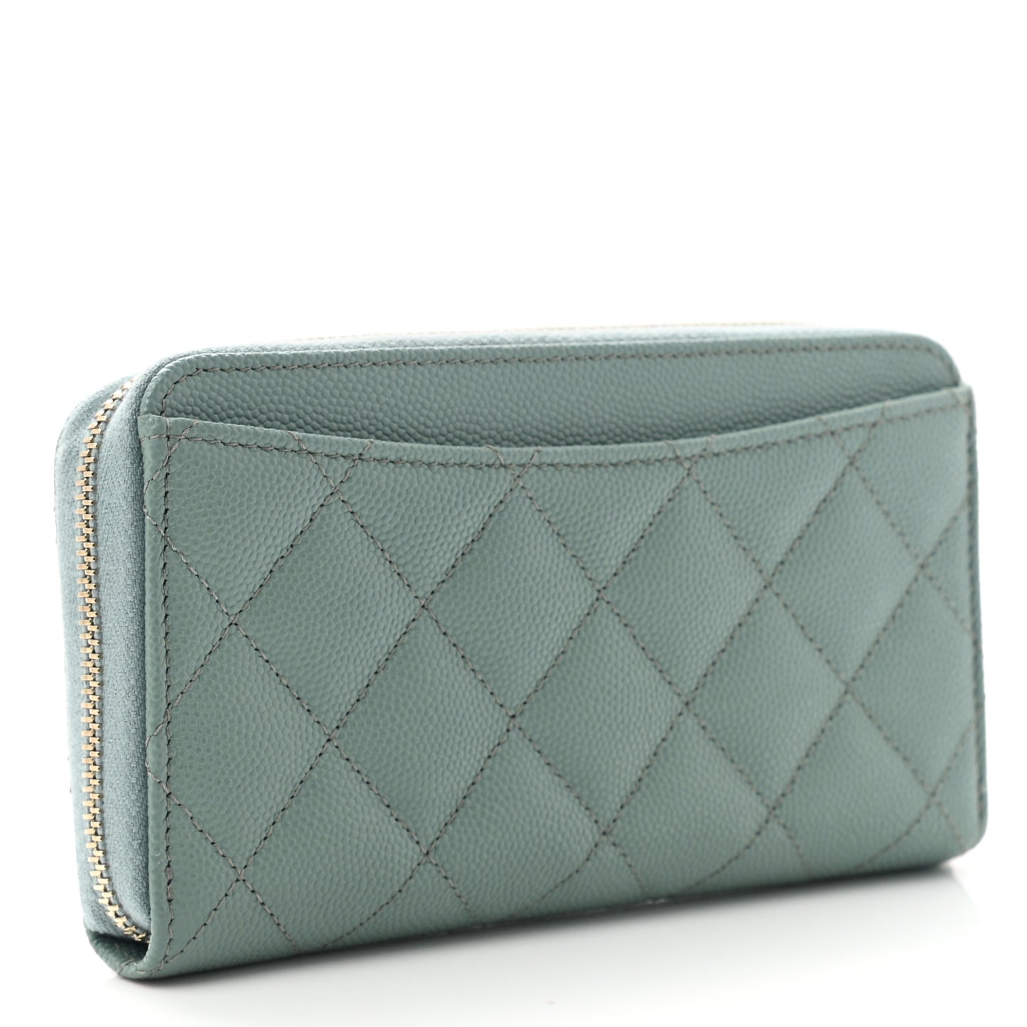 Caviar Quilted Medium Zip Around Wallet Light Blue