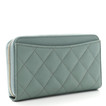 Chanel Caviar Quilted Medium Zip Around Wallet Light Blue 3 of 10