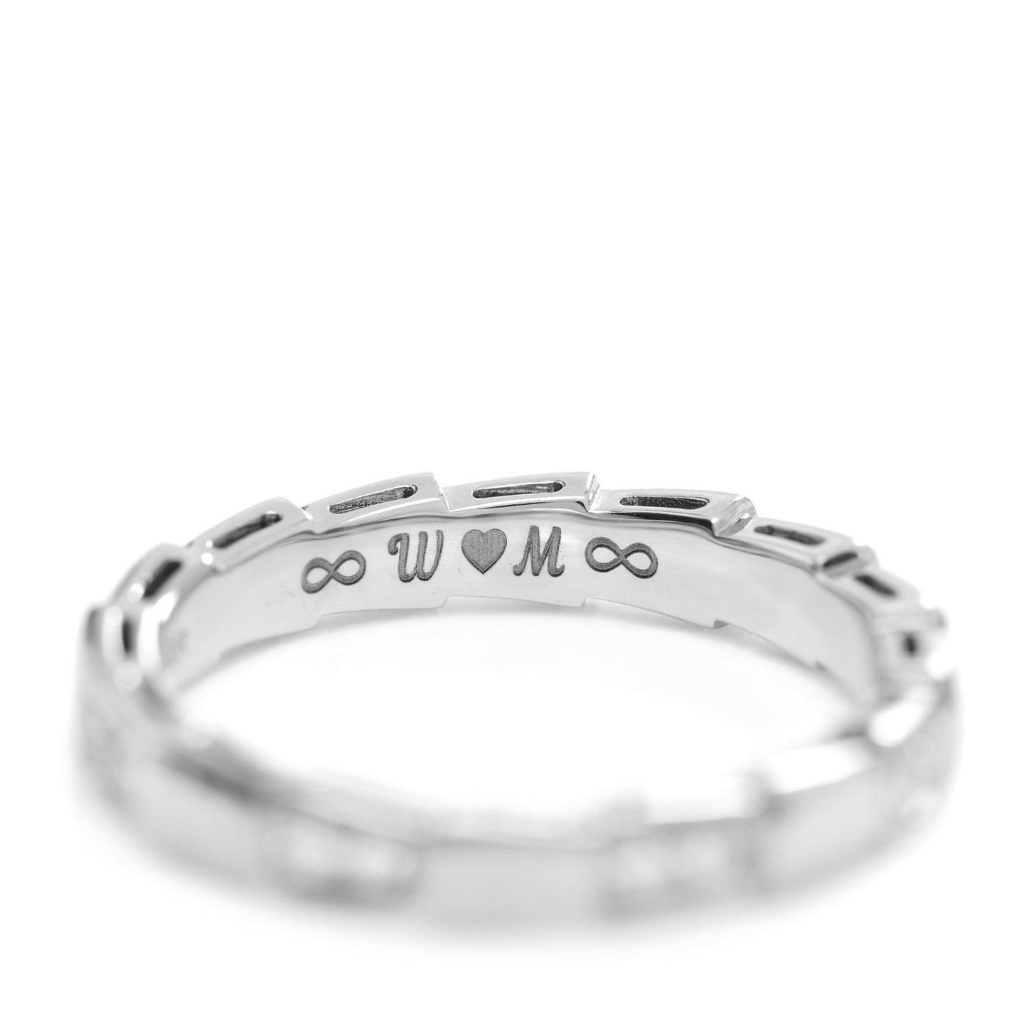 18K White Gold Diamond Narrow Serpenti Viper Band Ring 61 9.5