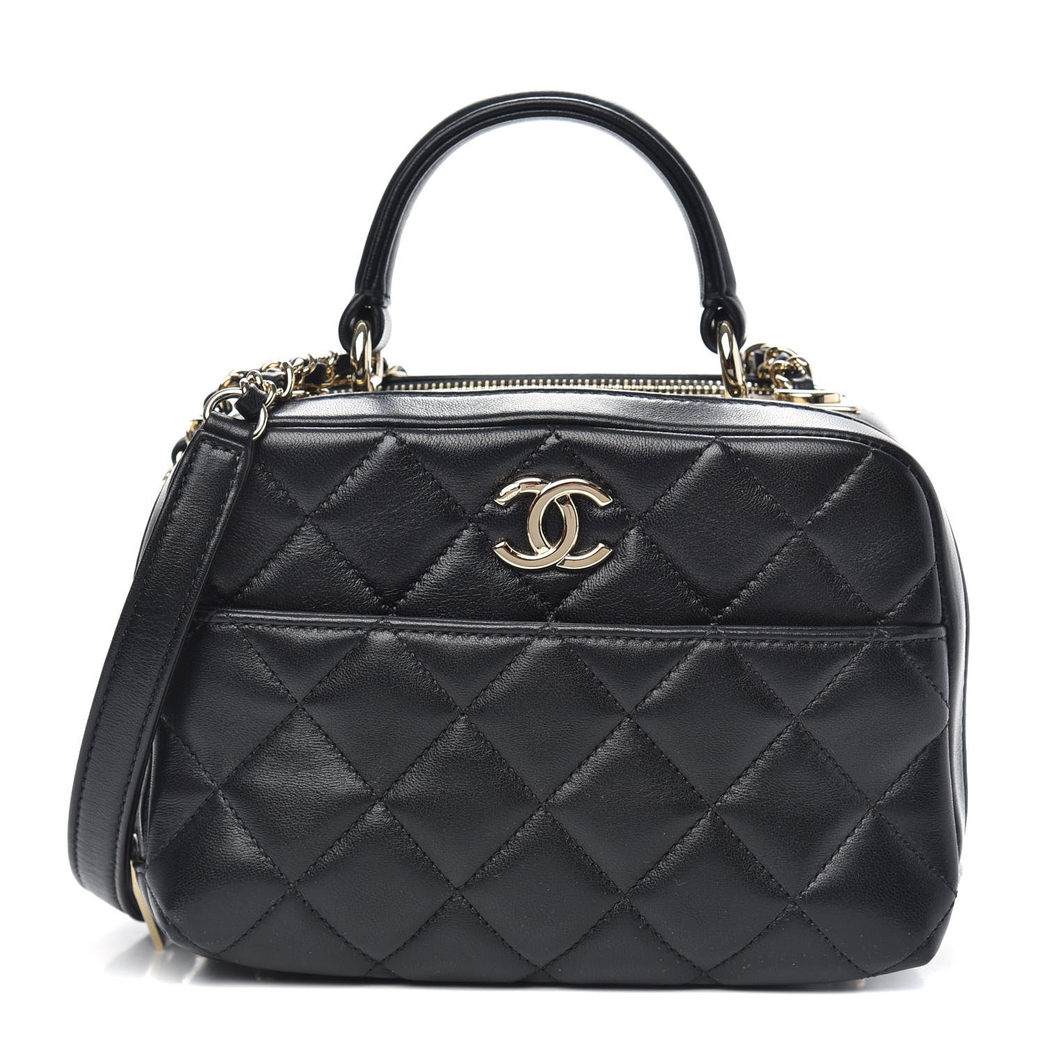 Chanel Lambskin Quilted Small Trendy CC Bowling Bag Black 1 of 11
