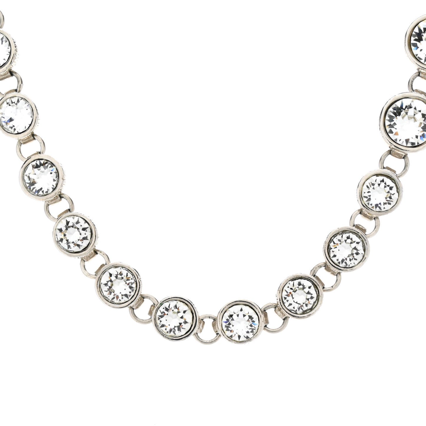 Pearl Crystal CC Choker Necklace Silver Pearly White