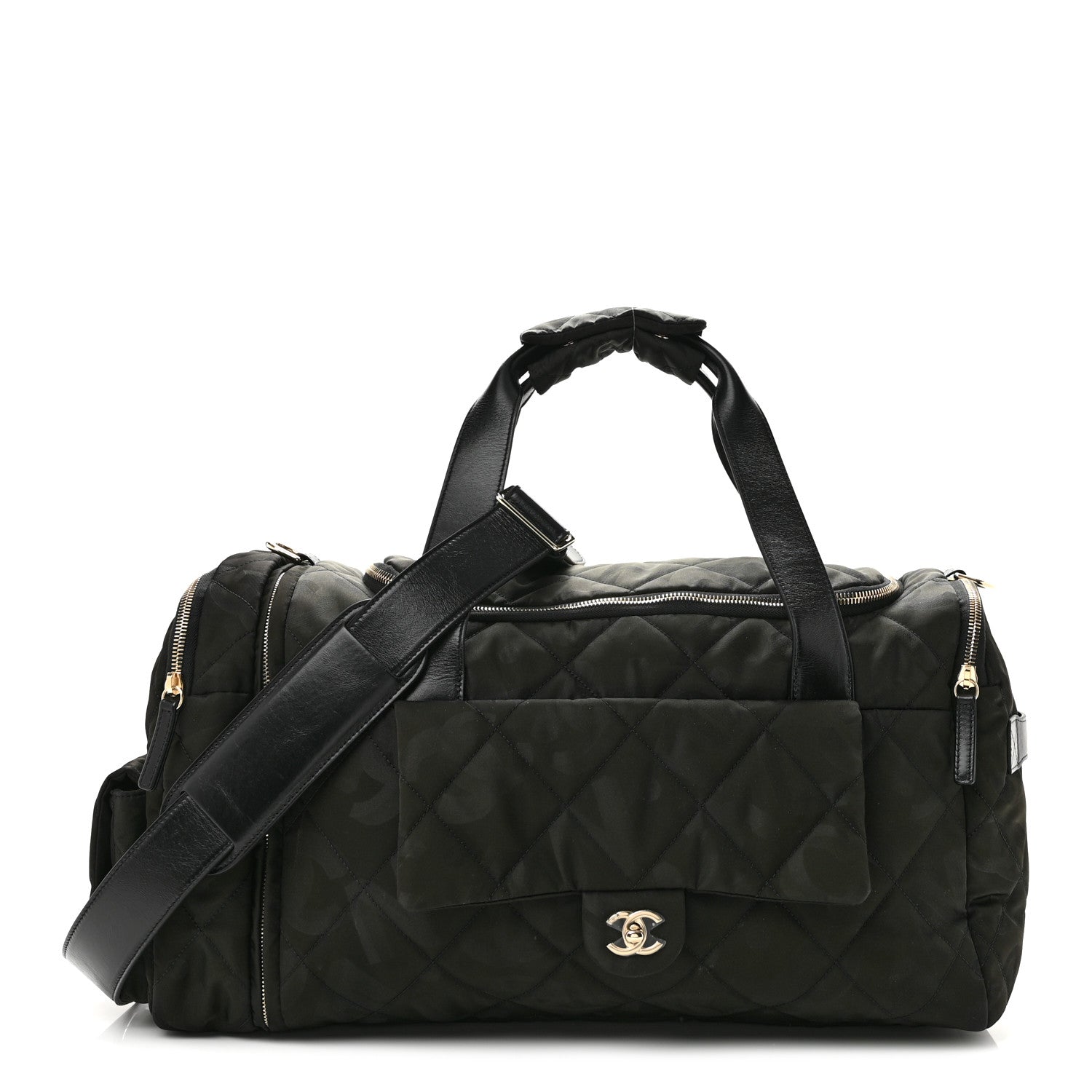 Chanel Nylon Calfskin Quilted Coco Neige Printed Convertible Duffle Backpack Black 1 of 9