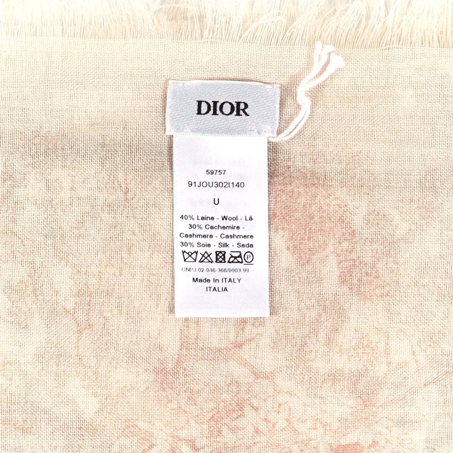 Wool Cashmere Silk Dioriviera Toile De Jouy Stole Pink