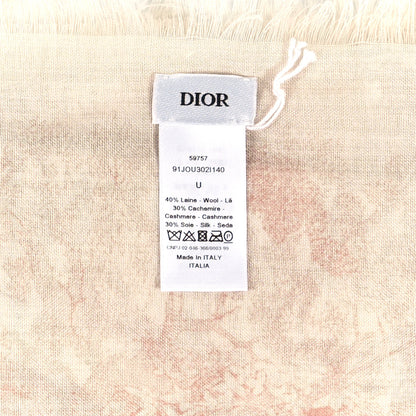Christian Dior Wool Cashmere Silk Dioriviera Toile De Jouy Stole Pink 3 of 3