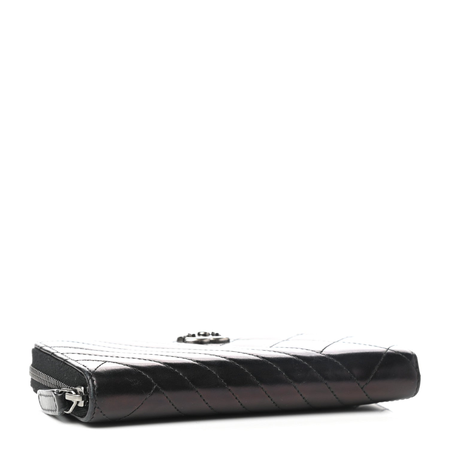 Chanel Glazed Calfskin Quilted Small Coco Boy Zip Around Wallet Black 4 of 12