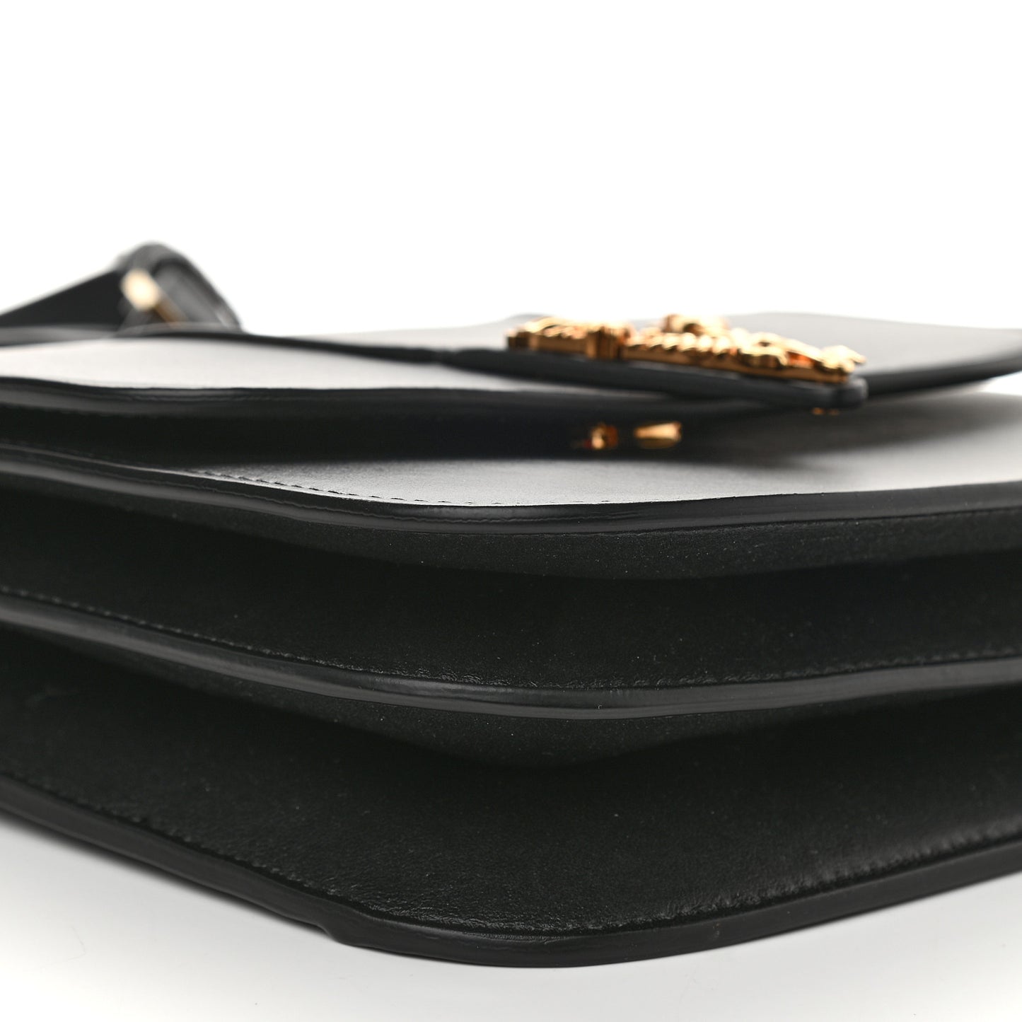 Vitello Barocco Virtus Small Top Handle Shoulder Bag Black