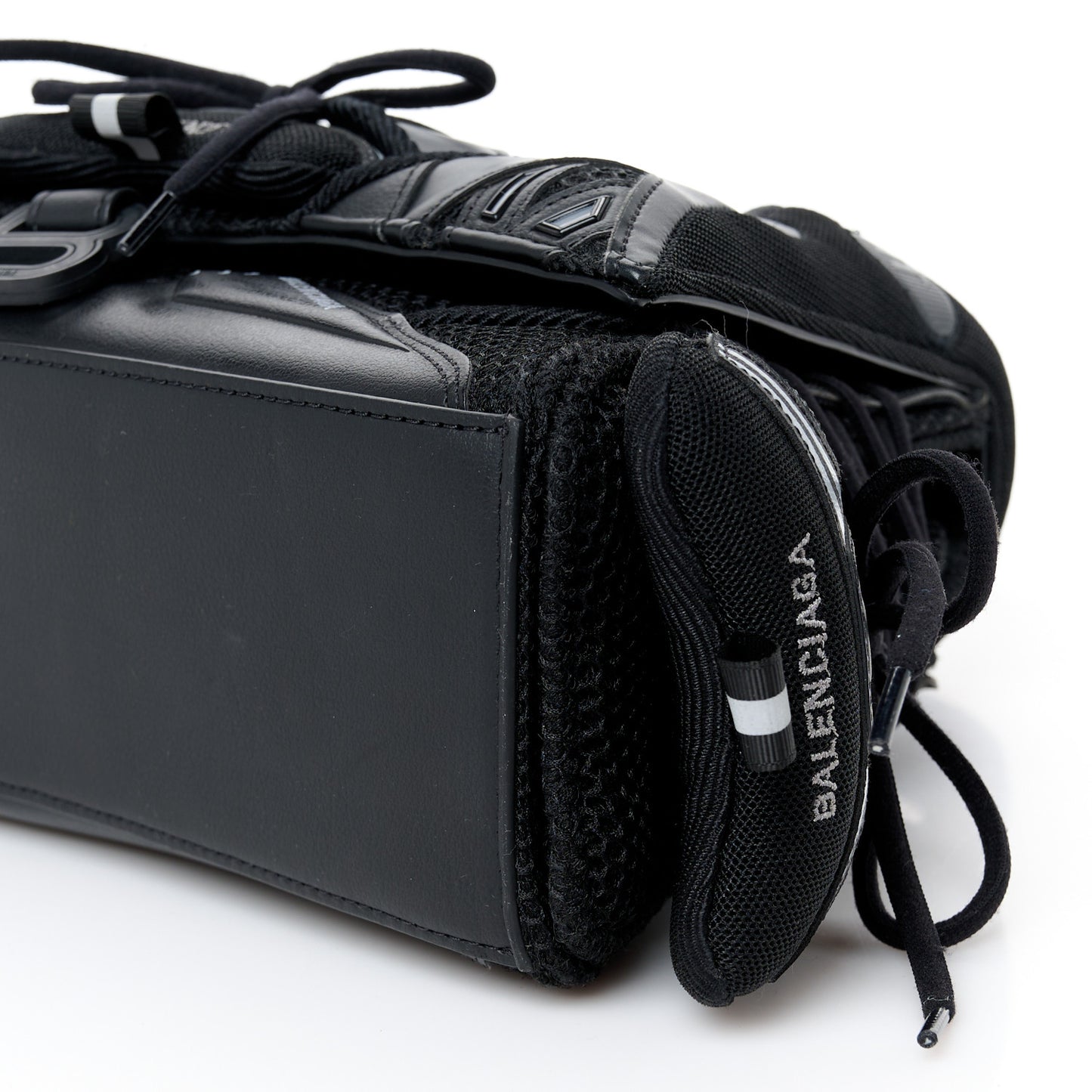 Faux Calfskin Fabric Medium Sneakerhead Top Handle Bag Black