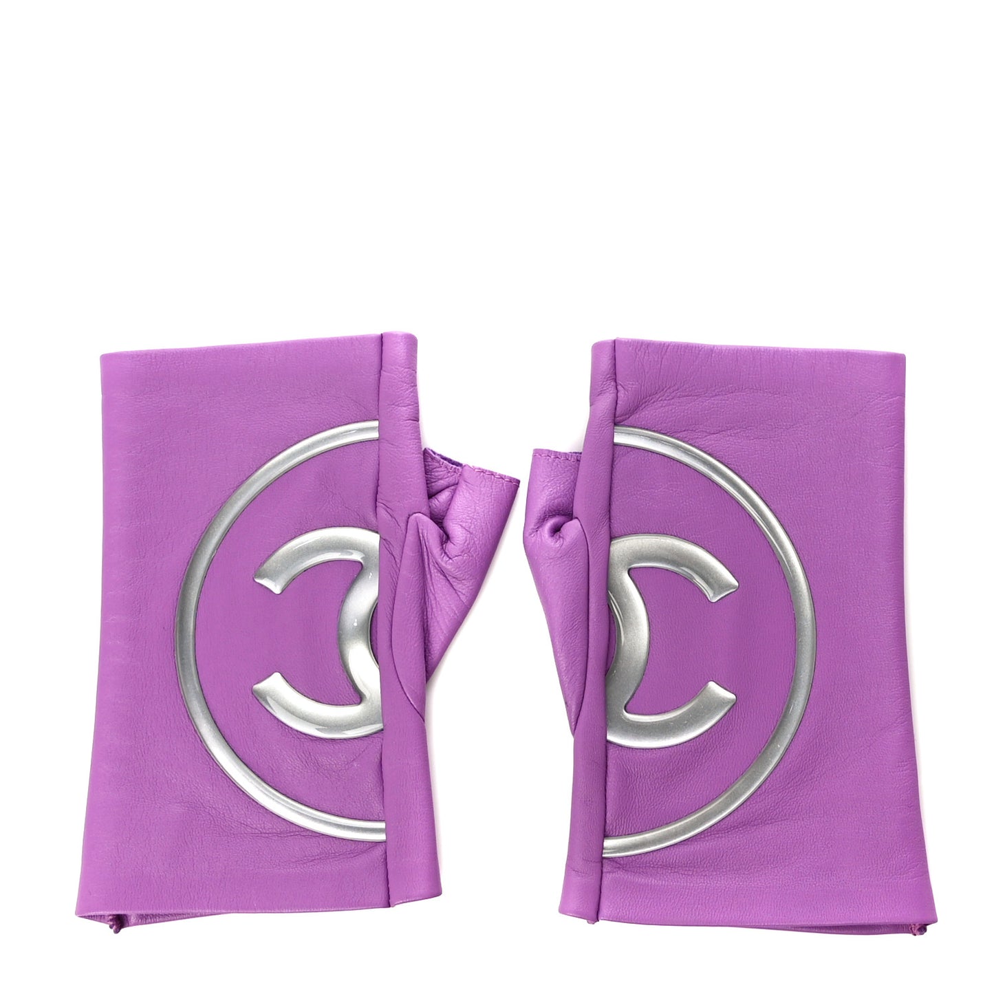 Lambskin CC Fingerless Gloves 7.5 Purple