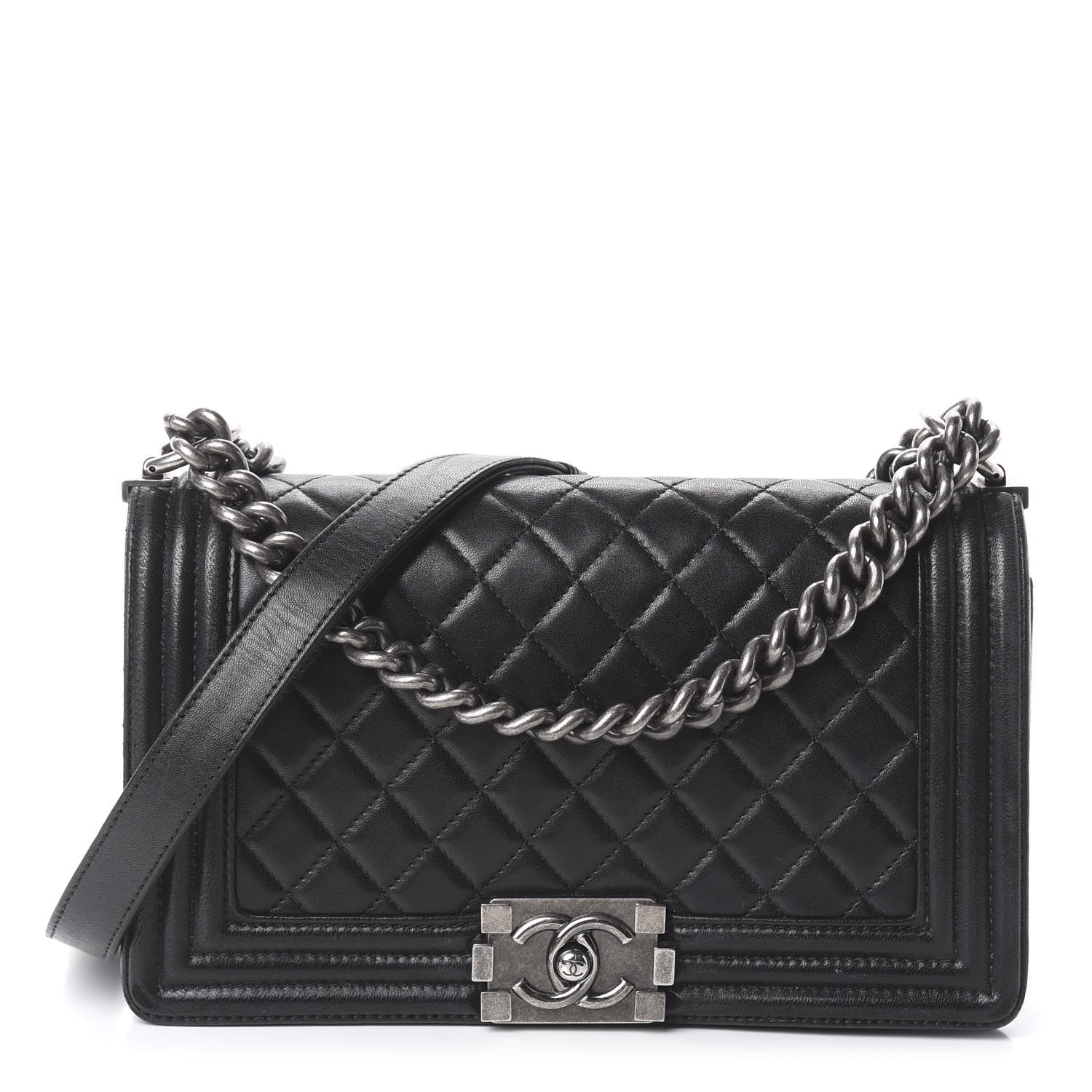 Chanel Lambskin Quilted Medium Boy Flap Black 1 of 9