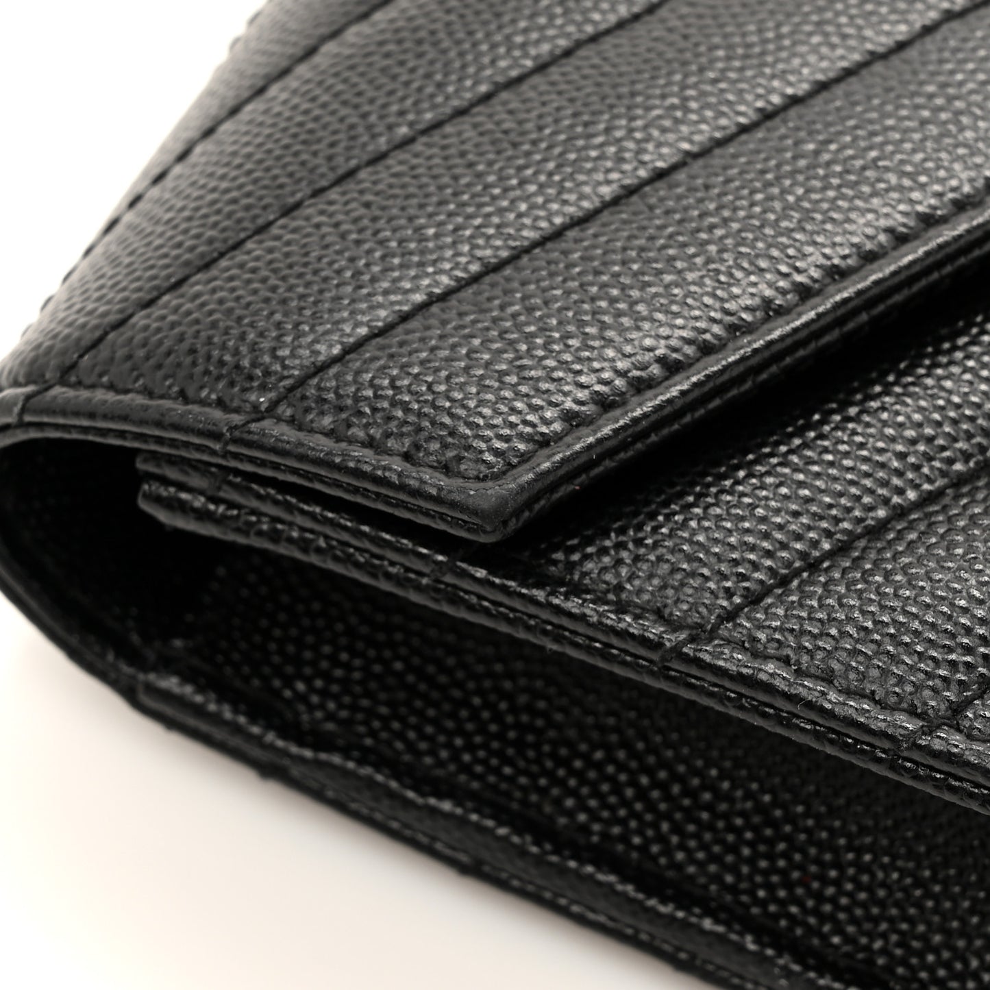 Grain De Poudre Matelasse Chevron Monogram Envelope Chain Wallet Black