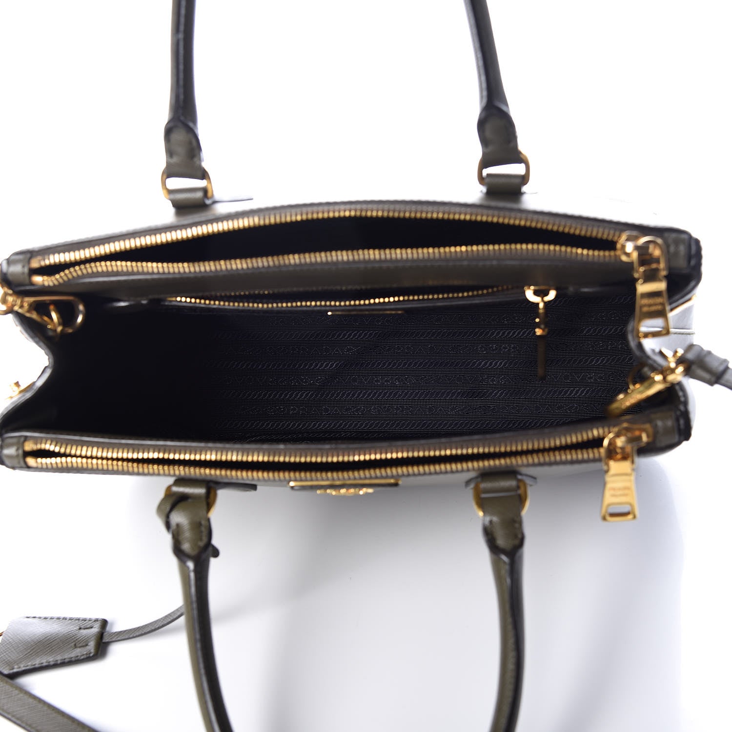 Prada Saffiano Small Galleria Double Zip Tote Militare 7 of 15