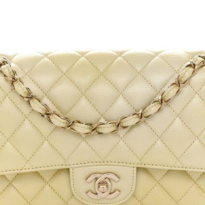 Chanel Cloudy Pearly Goatskin Quilted Medium Double Flap Light Yellow 8 of 10