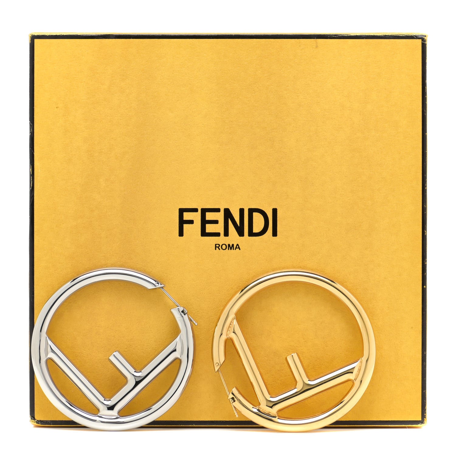 Fendi Metal FF Hoop Earrings Gold Silver 5 of 5