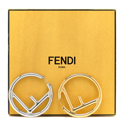 Fendi Metal FF Hoop Earrings Gold Silver 5 of 5