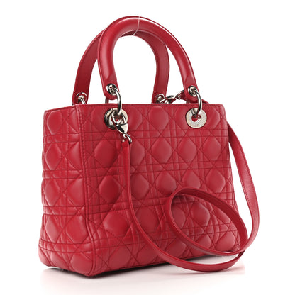 Christian Dior Lambskin Cannage Medium Lady Dior Red 3 of 9