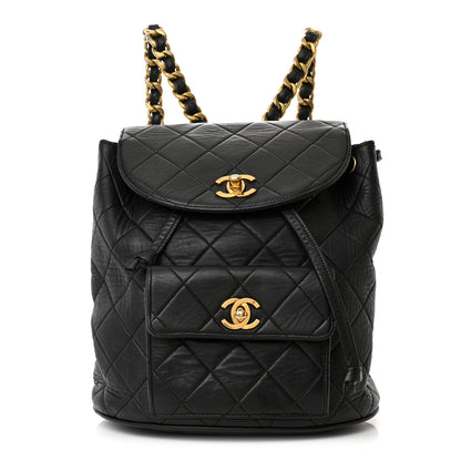 Chanel Lambskin Quilted Drawstring Backpack Black 1 of 16