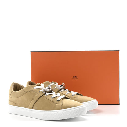 Hermes Chevre Velours Mens Day Sneakers 42 Beige Albatre 10 of 10