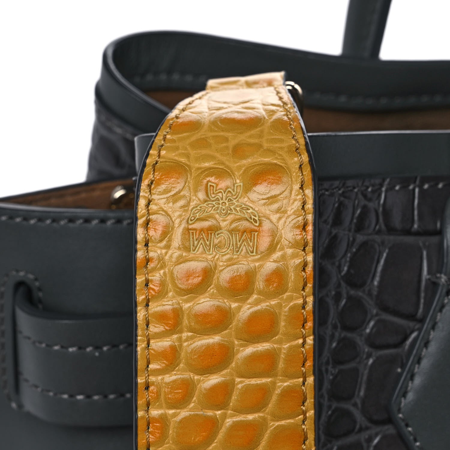 MCM Calfskin Crocodile Embossed Medium Neo Milla Tote Grey 7 of 10