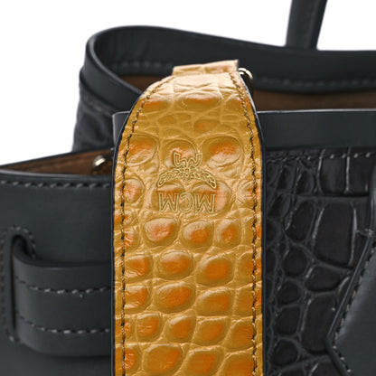 MCM Calfskin Crocodile Embossed Medium Neo Milla Tote Grey 7 of 10