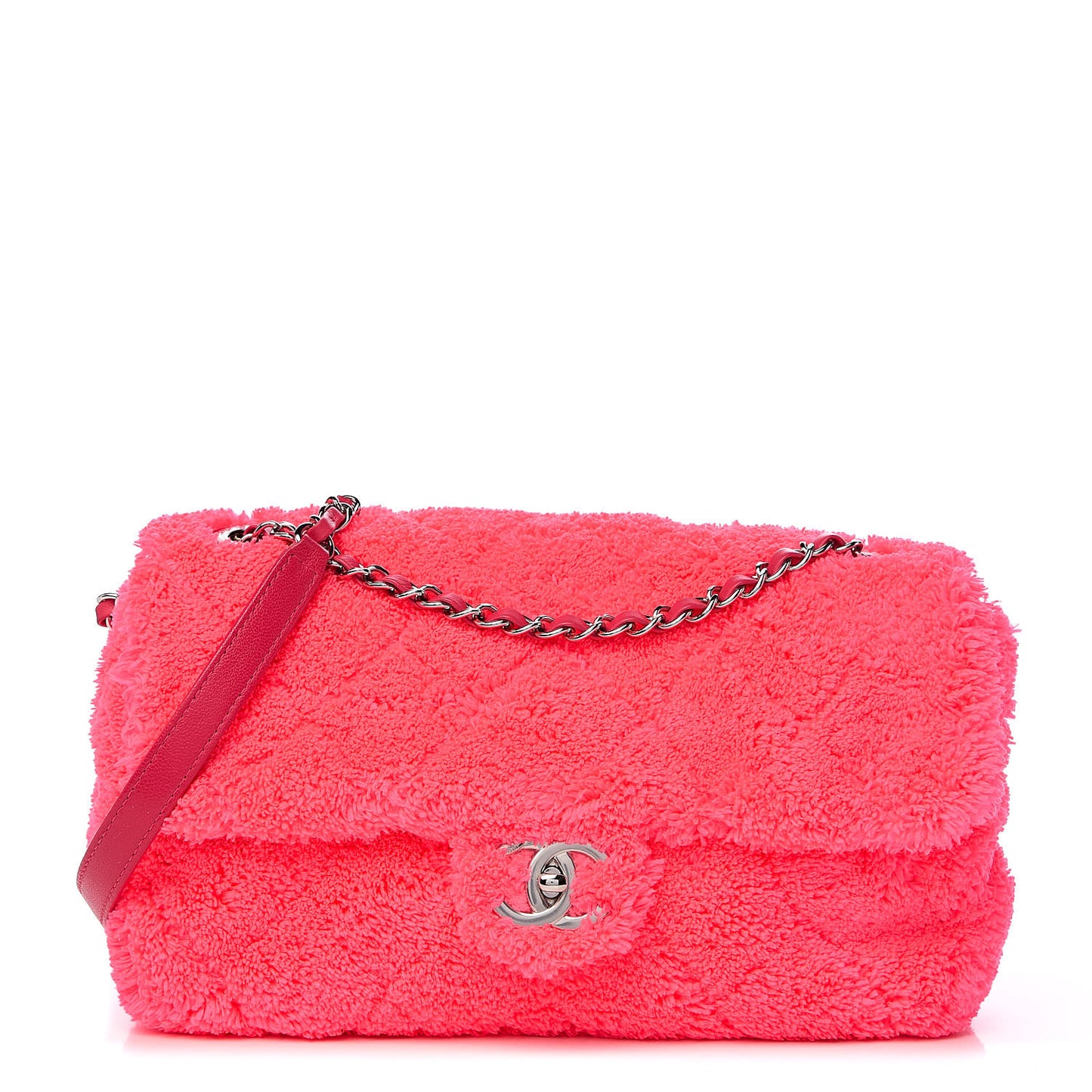 Lambskin Calfskin Mixed Fibers Quilted Medium Flap Pink