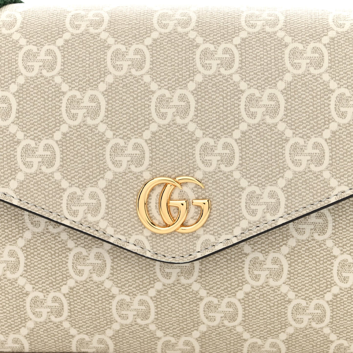 GG Supreme Monogram Textured Dollar Calfskin Web Mini Ophidia Envelope Shoulder Bag Beige Mystic White Oatmeal