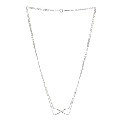 Tiffany Sterling Silver Paloma Picasso Double Chain X Pendant Necklace 3 of 4