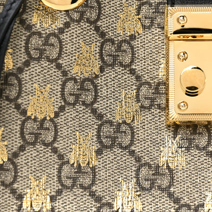 Gucci GG Supreme Monogram Bees Small Padlock Tote Beige Oro Black 8 of 12