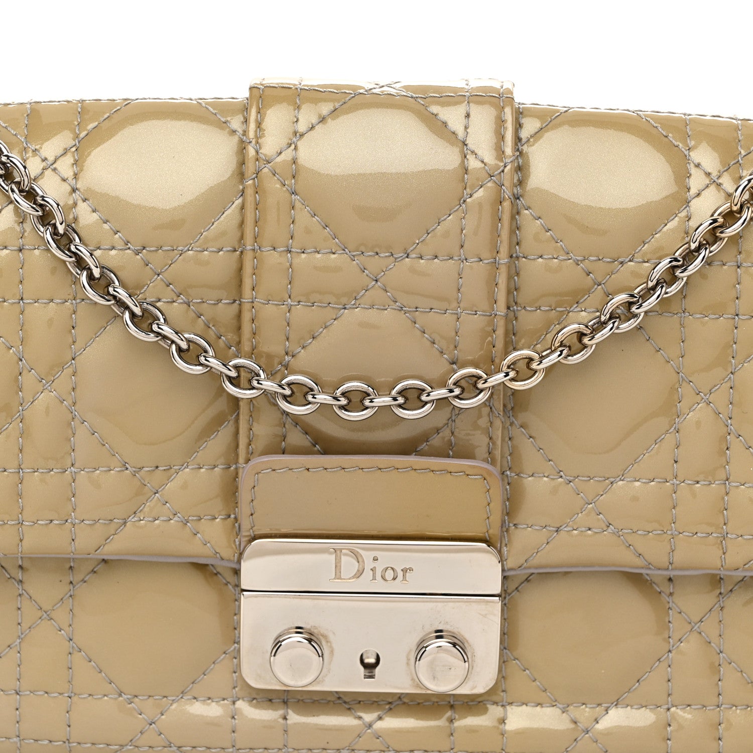 Christian Dior Patent Cannage New Lock Pouch Beige 8 of 12