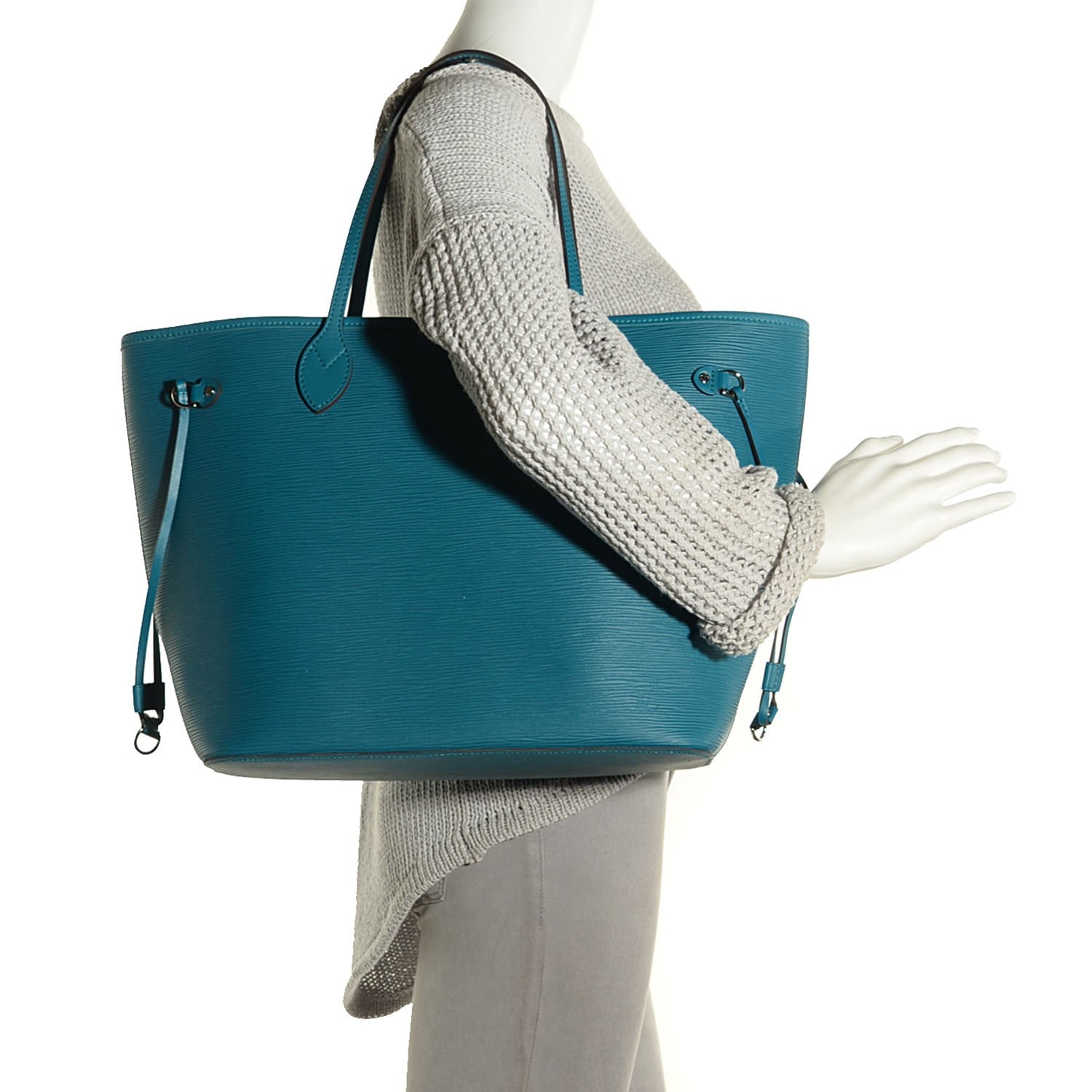 Louis Vuitton Epi Neverfull MM Cyan 3 of 9