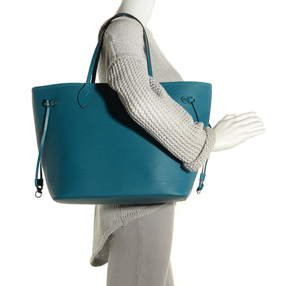 Louis Vuitton Epi Neverfull MM Cyan 3 of 9