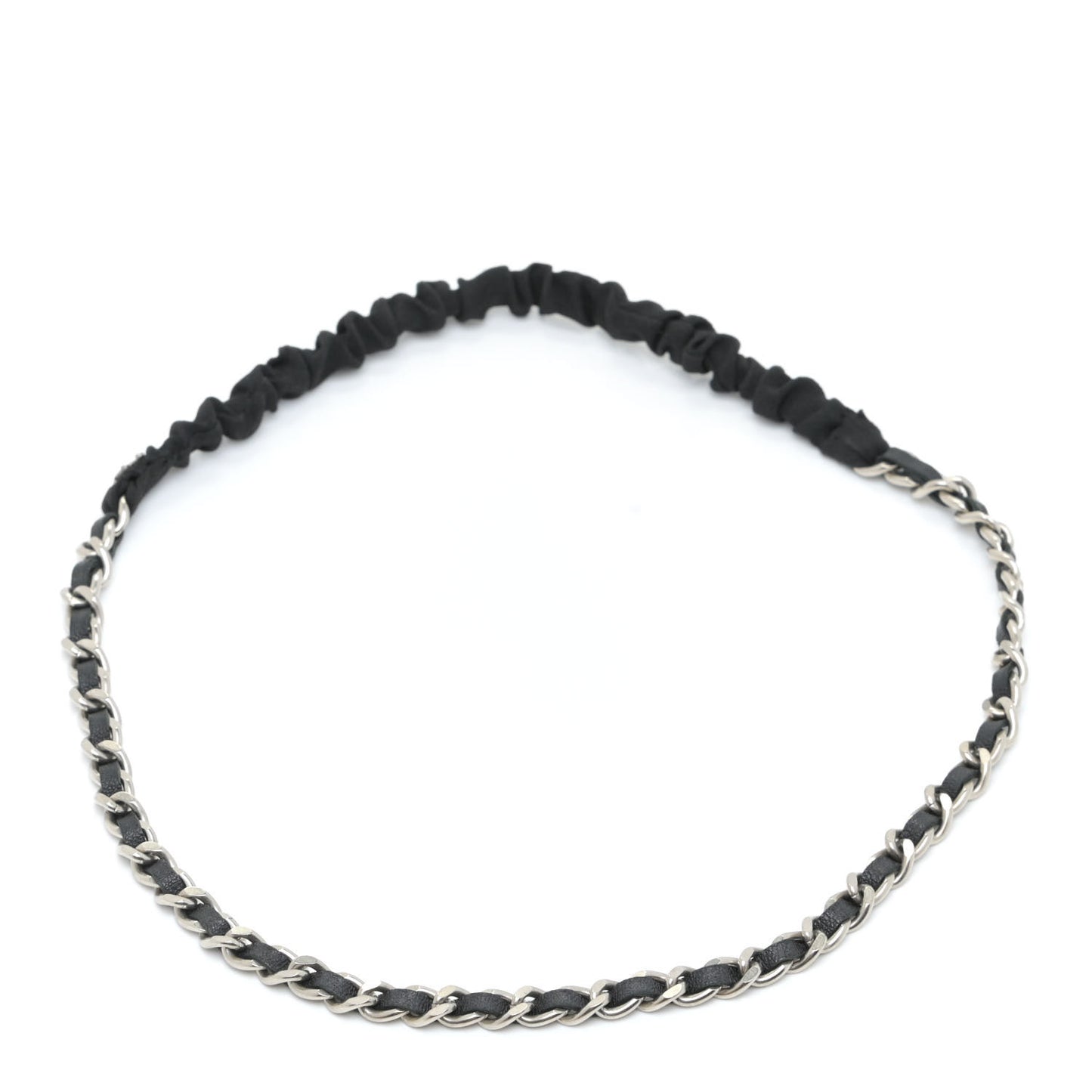 Calfskin Chain CC Headband Black Silver