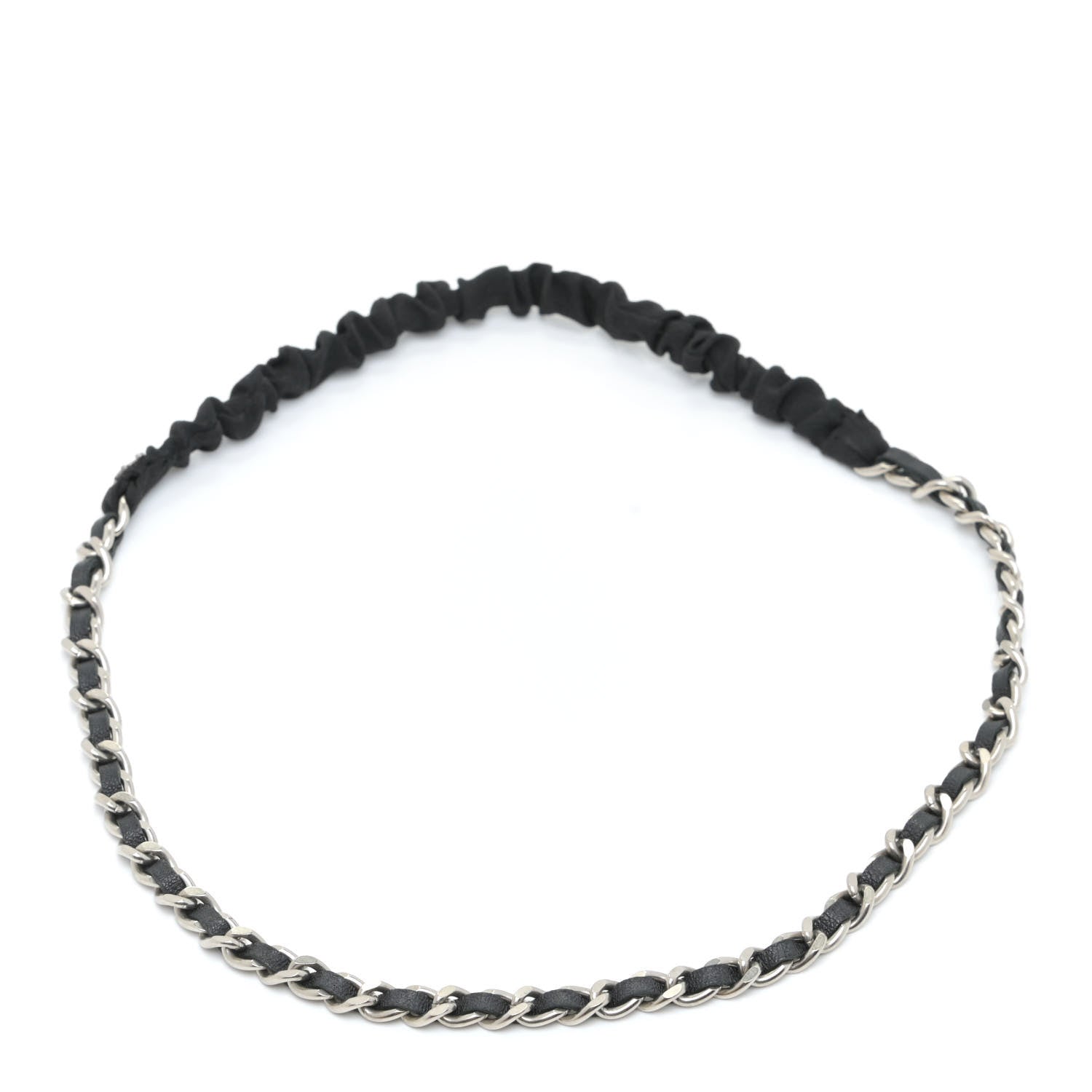 Chanel Calfskin Chain CC Headband Black Silver 1 of 4