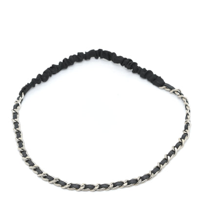 Chanel Calfskin Chain CC Headband Black Silver 1 of 4