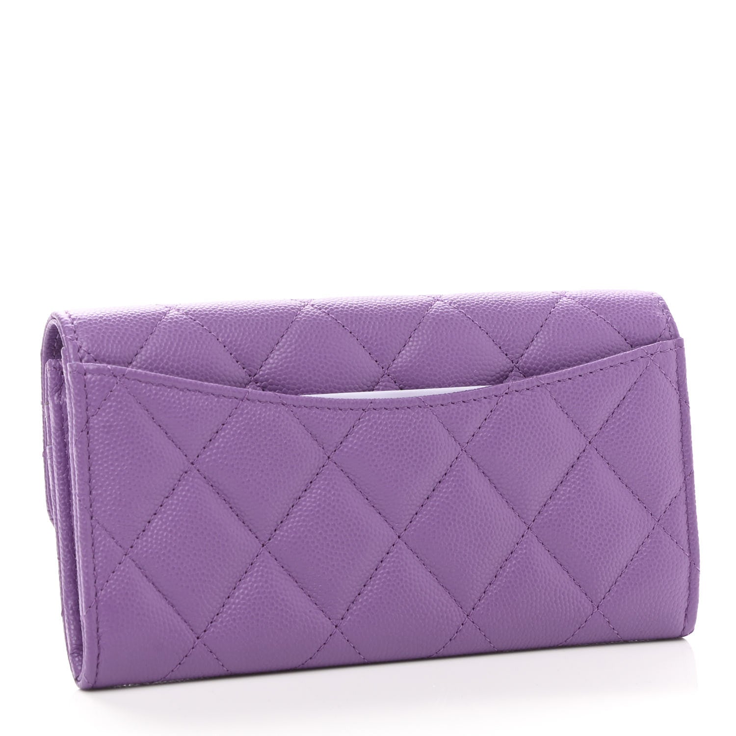 Chanel Caviar Quilted Medium Gusset Flap Wallet Purple 3 of 9