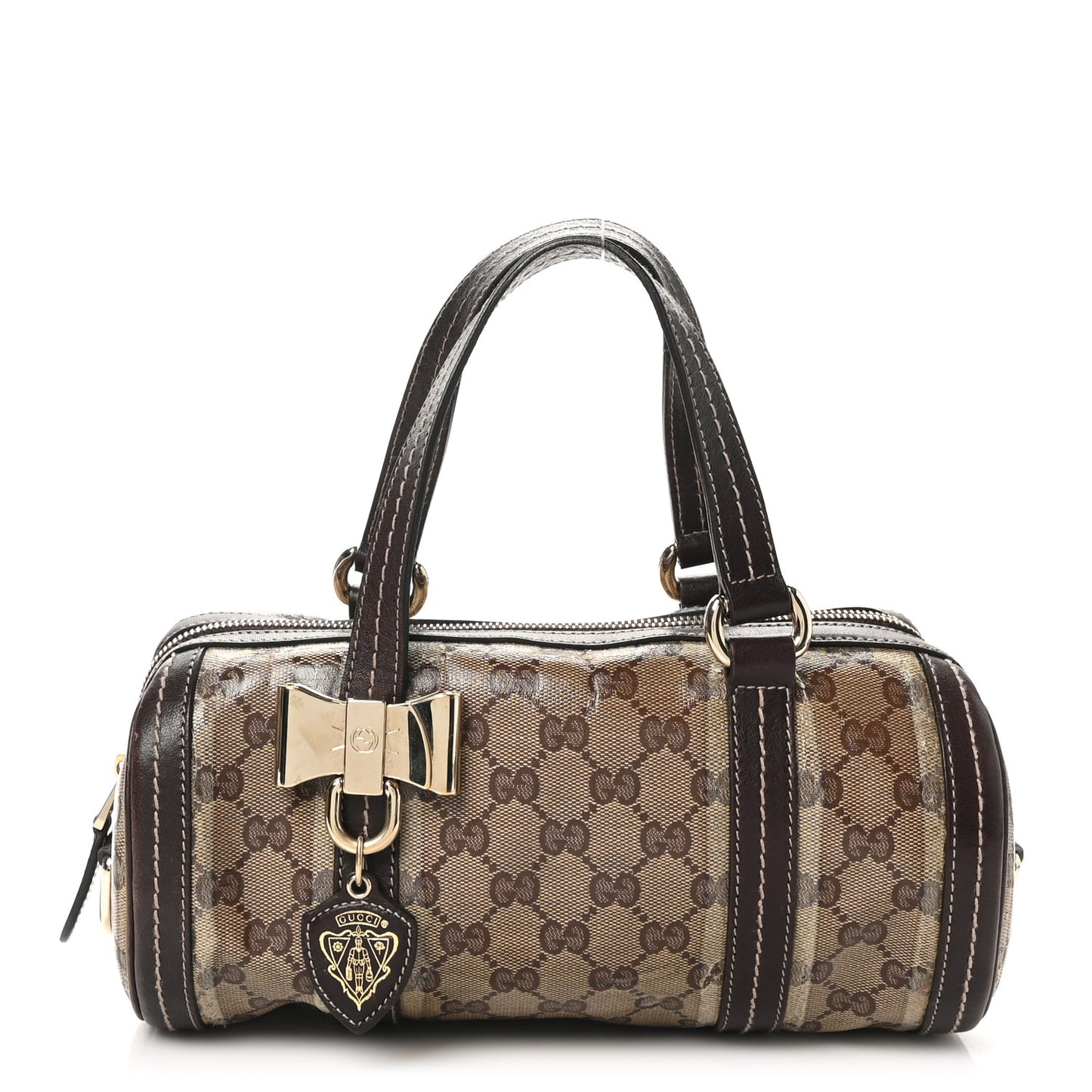 Crystal Monogram Duchessa Small Boston Bag Brown