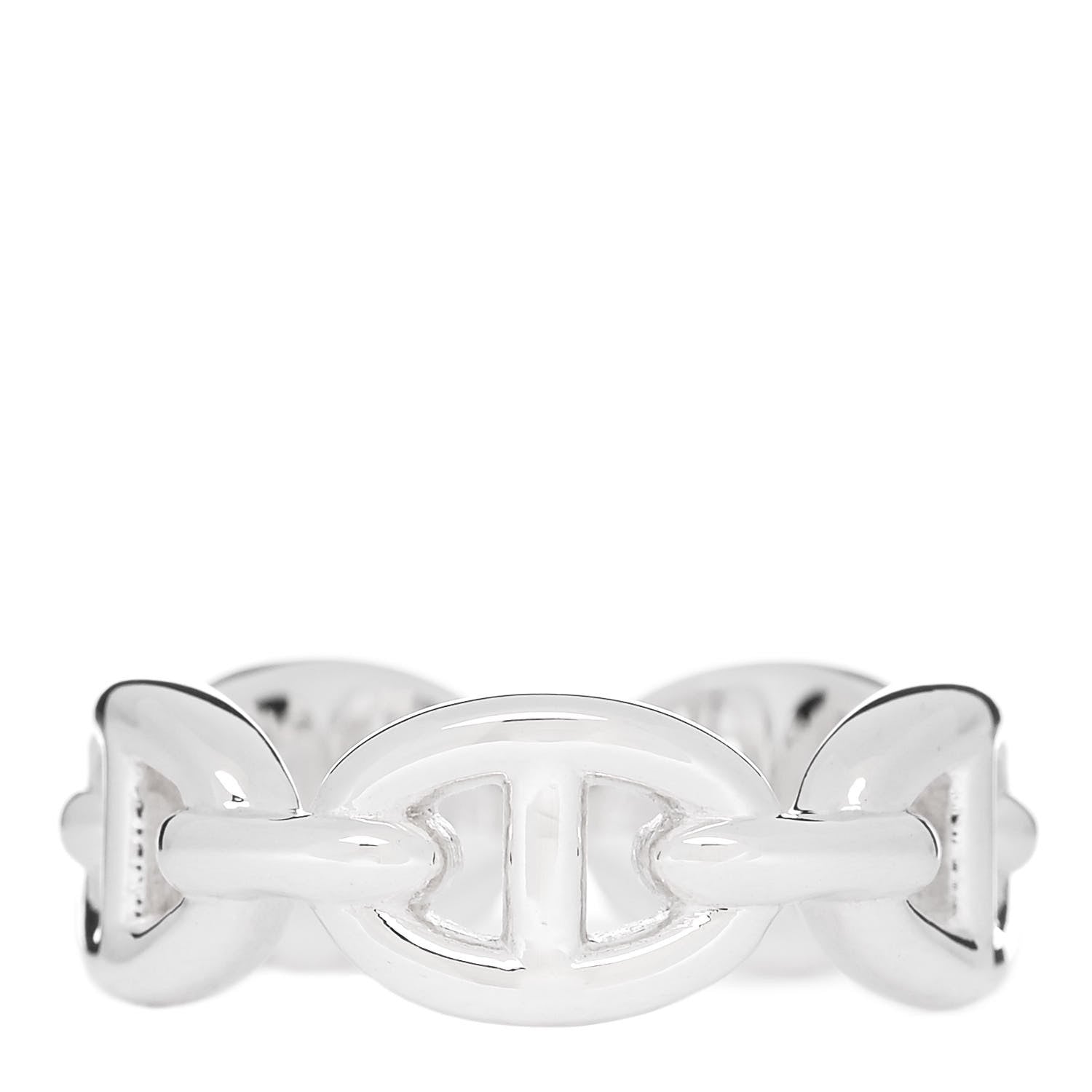 Hermes Sterling Silver PM Chaine d'Ancre Enchainee Band Ring 51 5.75 1 of 9