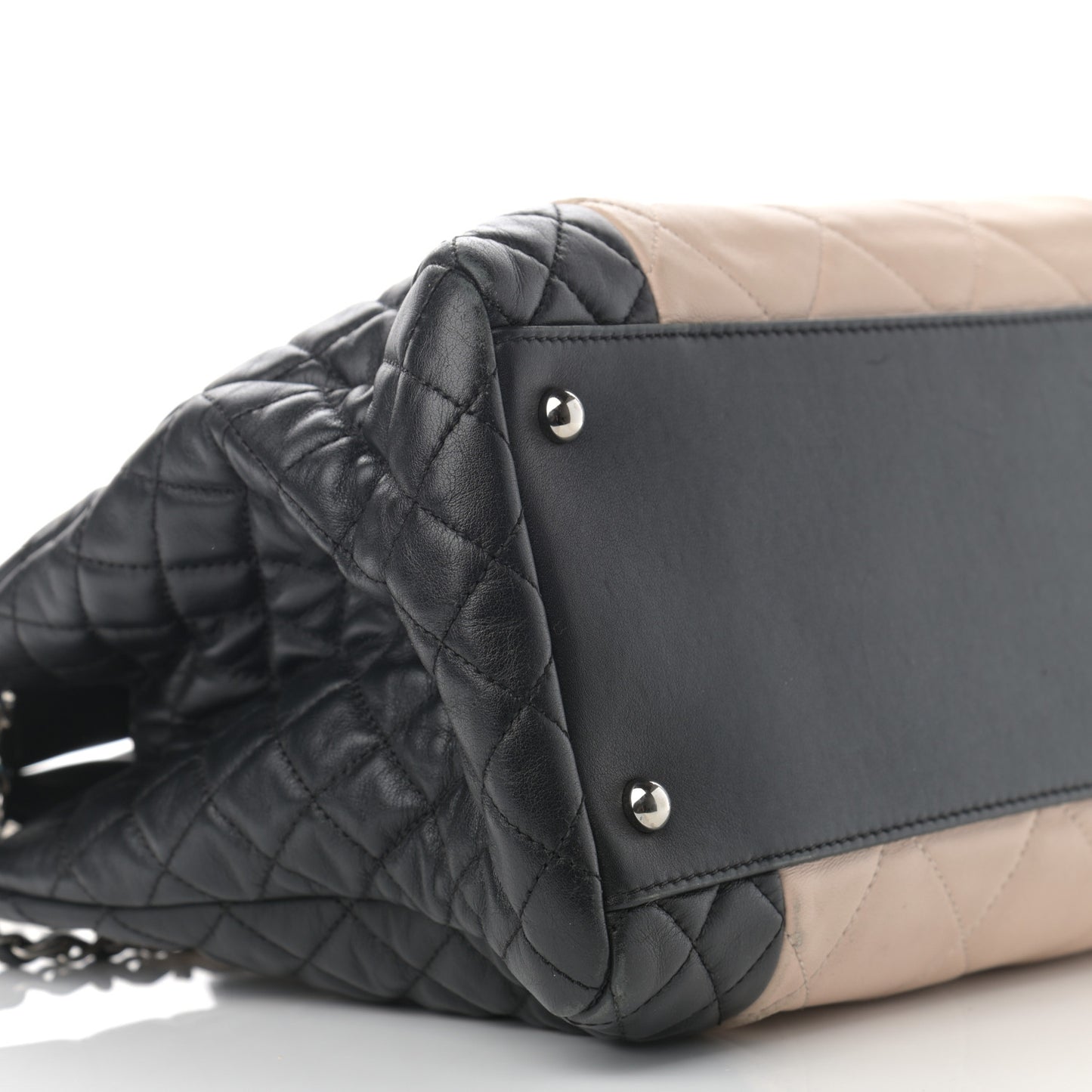 Lambskin Quilted CC Shopping Tote Black Rose Clair