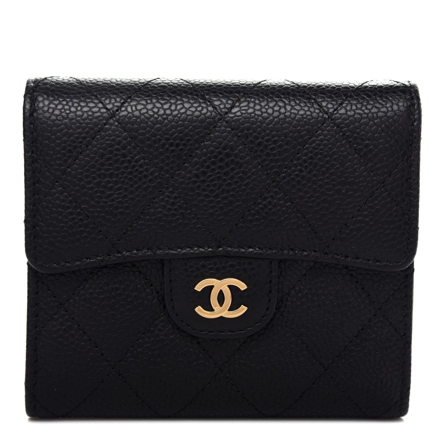 Chanel Caviar Quilted Compact Flap Wallet Black 1 of 8
