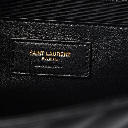 Saint Laurent Grain De Poudre Matelasse Chevron Medium Monogram Satchel Black 5 of 9