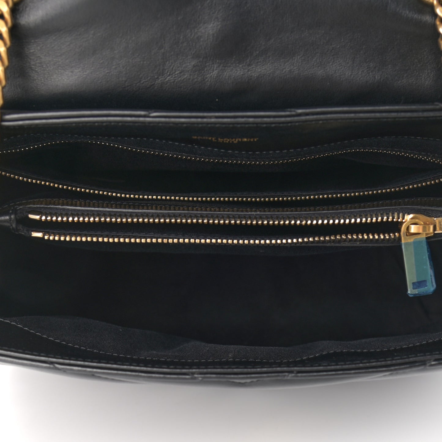 Calfskin Y Quilted Monogram Medium Loulou Chain Satchel Black