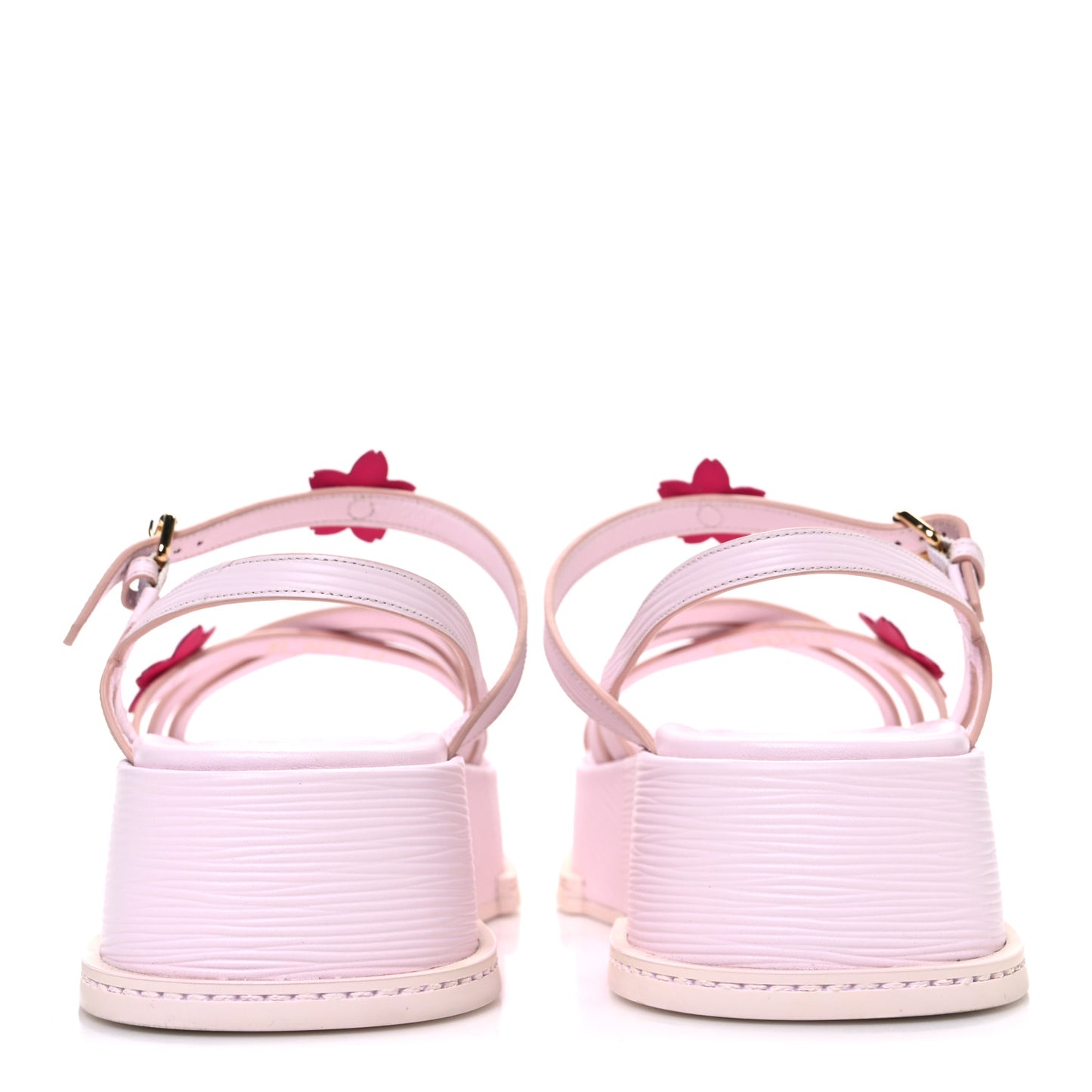 LV X TM Cherry Blossom Calfskin Maya Flatform Sandals 40 Light Pink