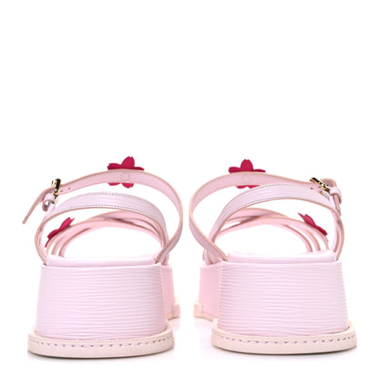 Louis Vuitton LV X TM Cherry Blossom Calfskin Maya Flatform Sandals 40 Light Pink 6 of 11