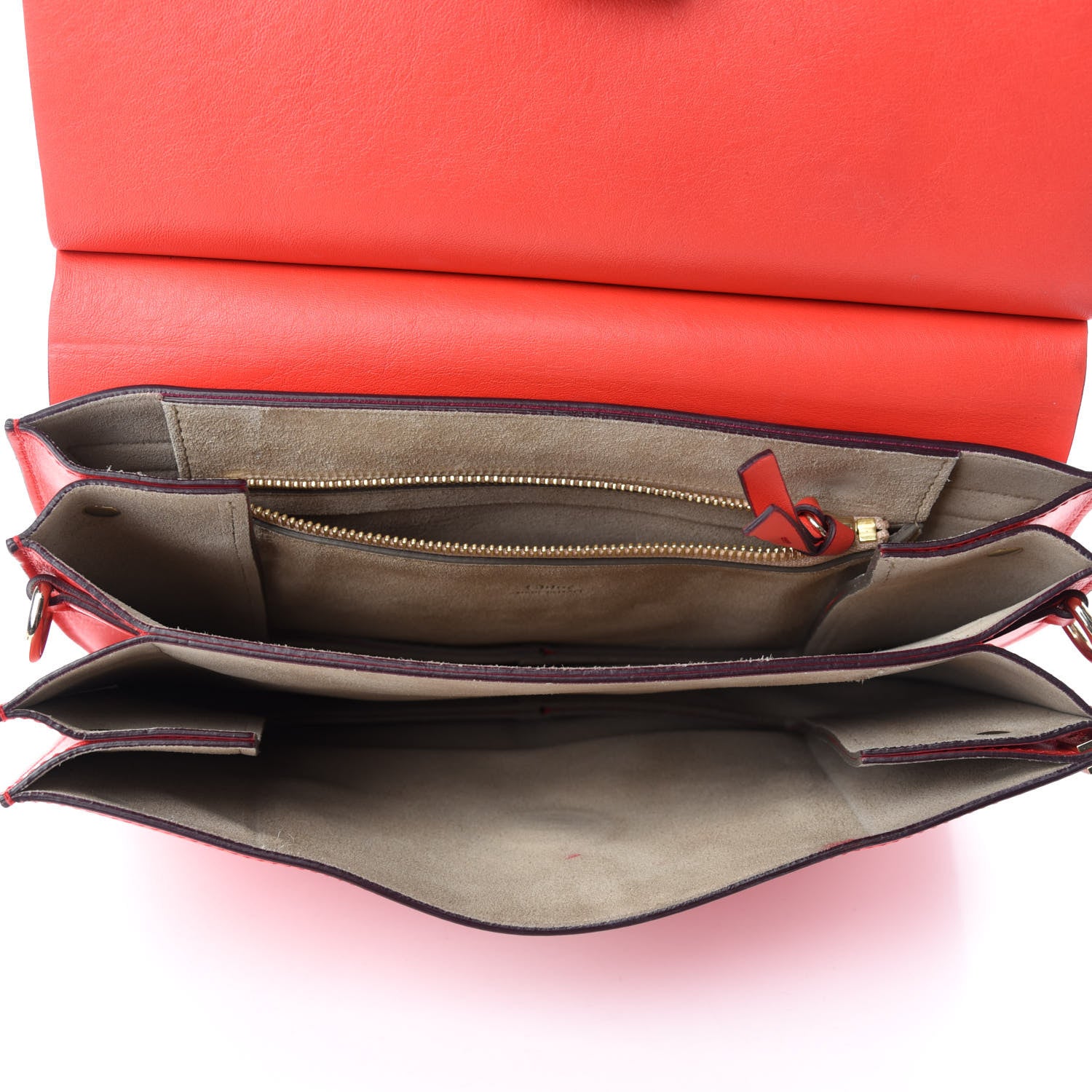 Chloe Calfskin Suede Medium Faye Shoulder Bag Sepia Red 5 of 12