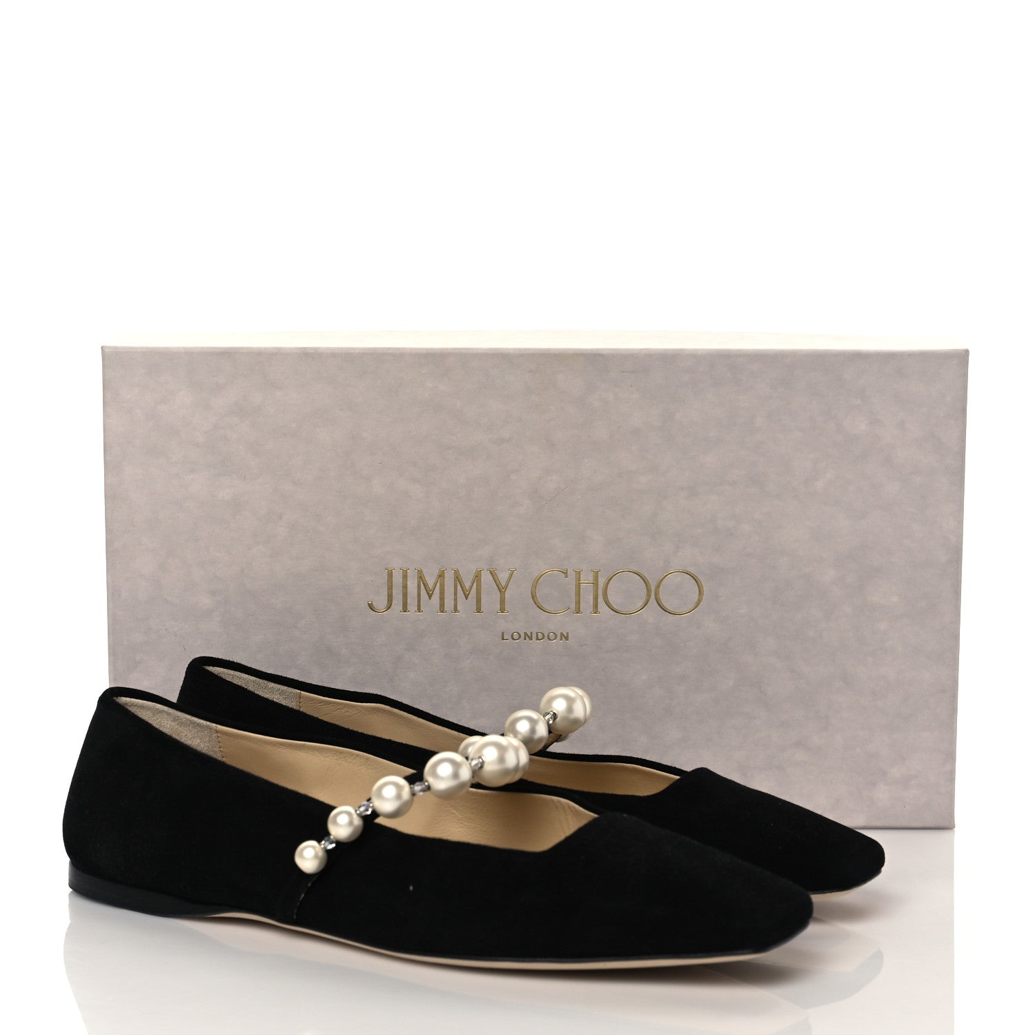 Jimmy Choo Suede Pearl Embellished Ade Flat 39 Black 8 of 8
